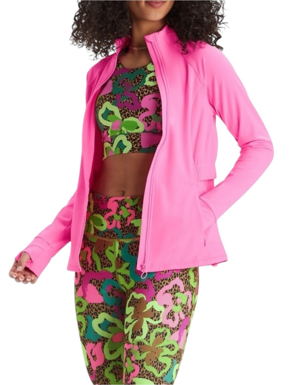 Fabletics Trinity Performance Jacket - Electric Rose Neon Hot Pink XL - Picture 4 of 11